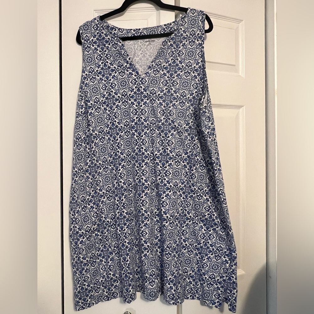Blue and white swim coverup